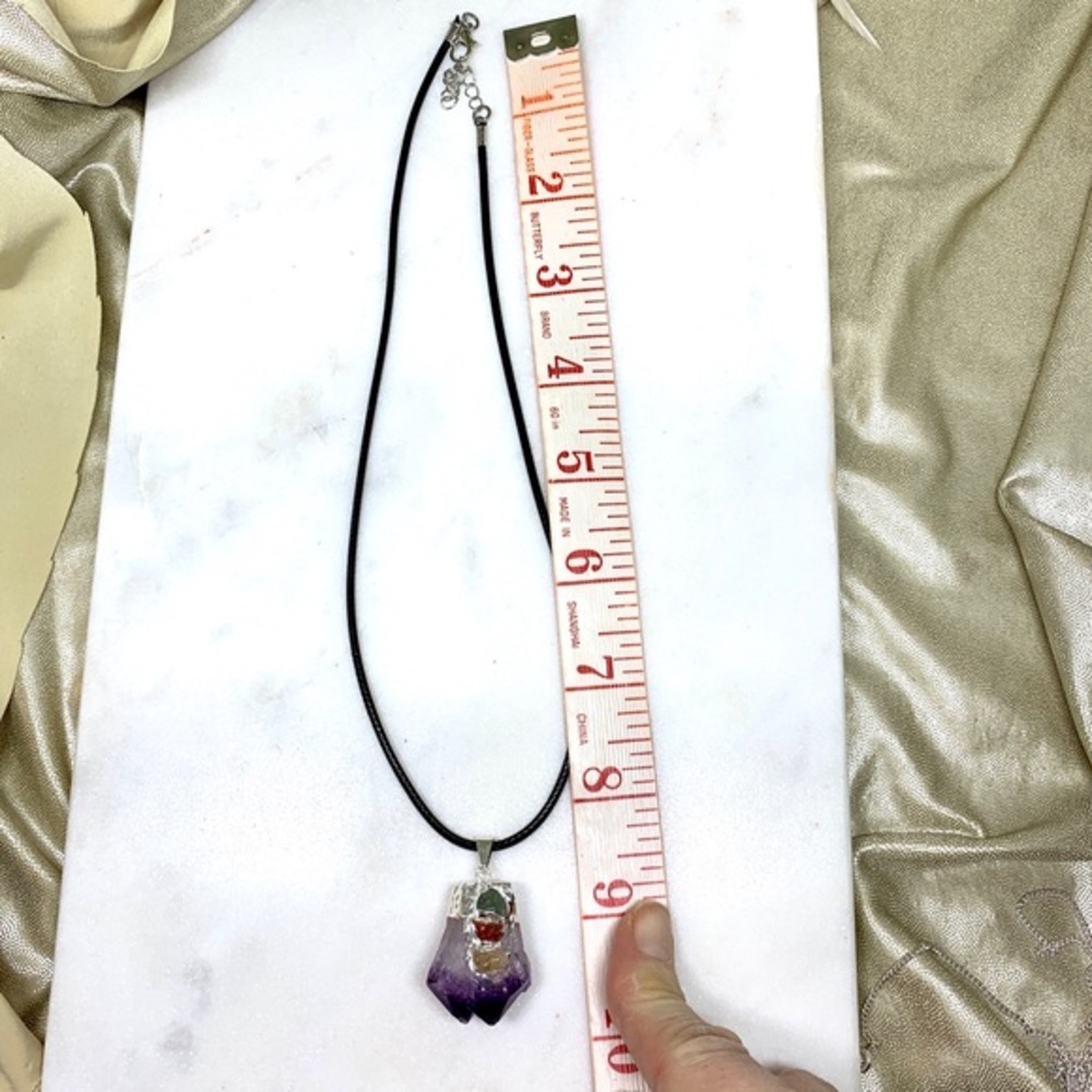 Amethyst Gemstone DOUBLE Terminated Point Necklace - Picture 5 of 8